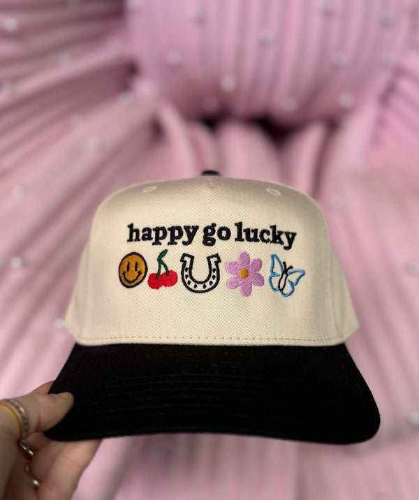 Happy Go Lucky Embroidered Hat