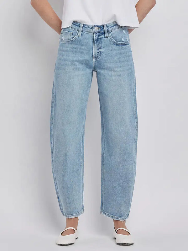 High Rise Barrel Leg Jeans