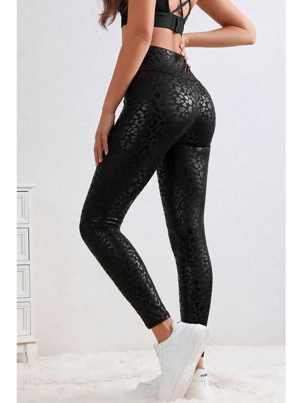 Glossy Leopard Print Leggings