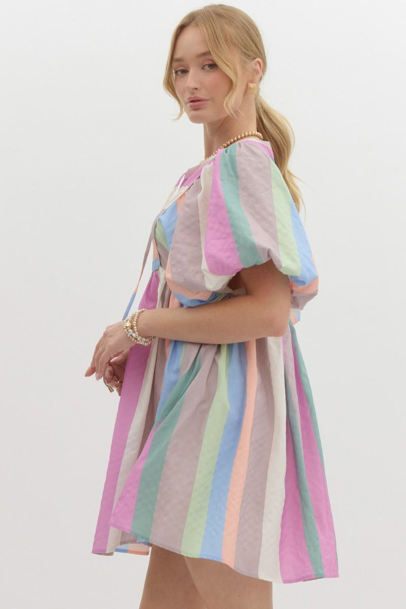 Colorful Charm Stripe Babydoll Dress