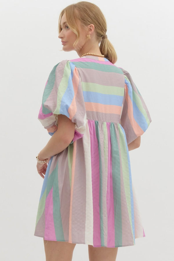 Colorful Charm Stripe Babydoll Dress