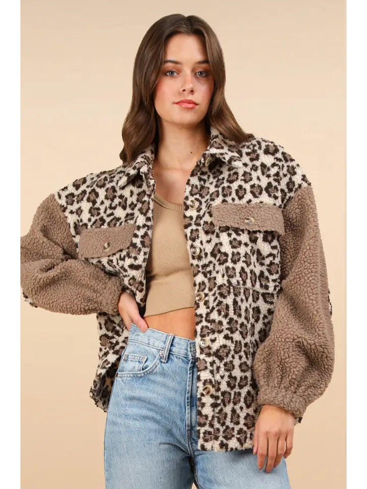 Leopard Print Fleece Jacket